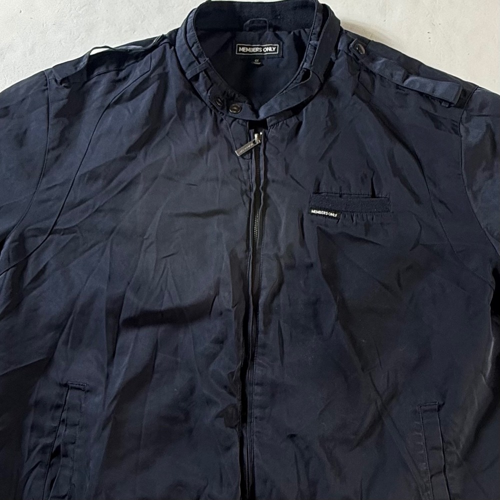 Members Only Racer Bomber Jacket Mens 4X Navy Blue Quilted Lining MM450002‎